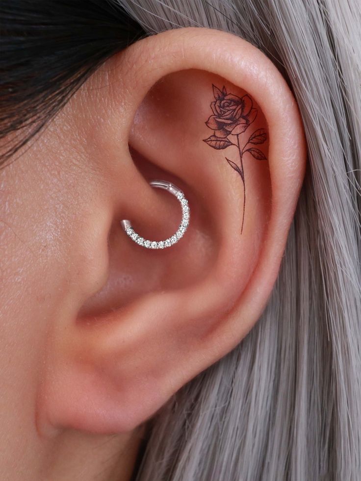 Simple Daith Earring With Clicker, Daith Jewelry Gem, Gold Daith Ring, Silver Daith Piercing Jewelry 16g, Surgical Stainless Steel 8mm - Etsy Canada