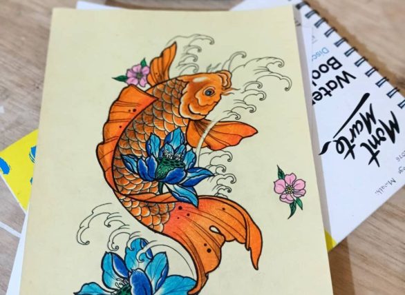 Koi Fish drawing Watercolor